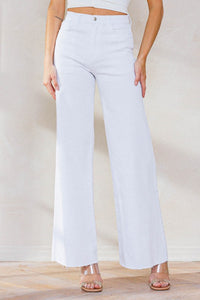 High Waisted Wide Leg White Jean