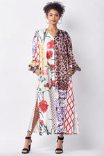 Load image into Gallery viewer, Patchwork Printed Jacket Dress &amp; Pants Set
