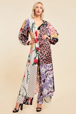 Load image into Gallery viewer, Patchwork Printed Jacket Dress &amp; Pants Set
