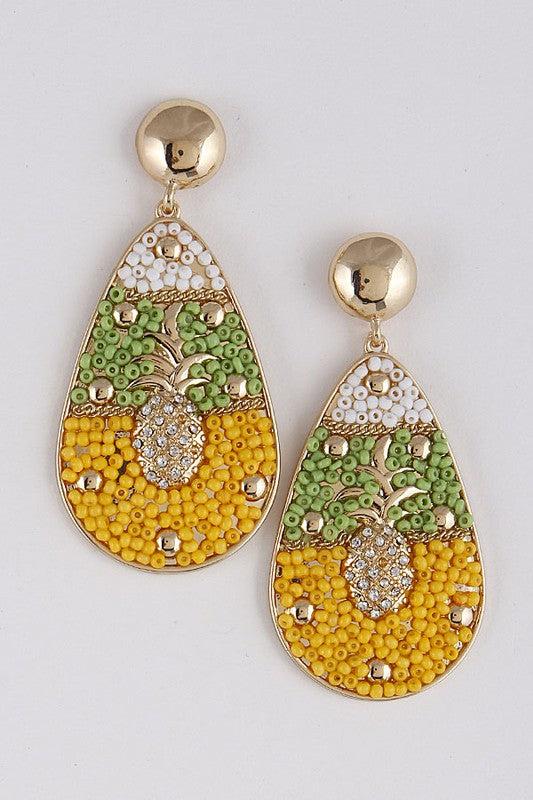 Teardrop Earrings With Pineapple Details