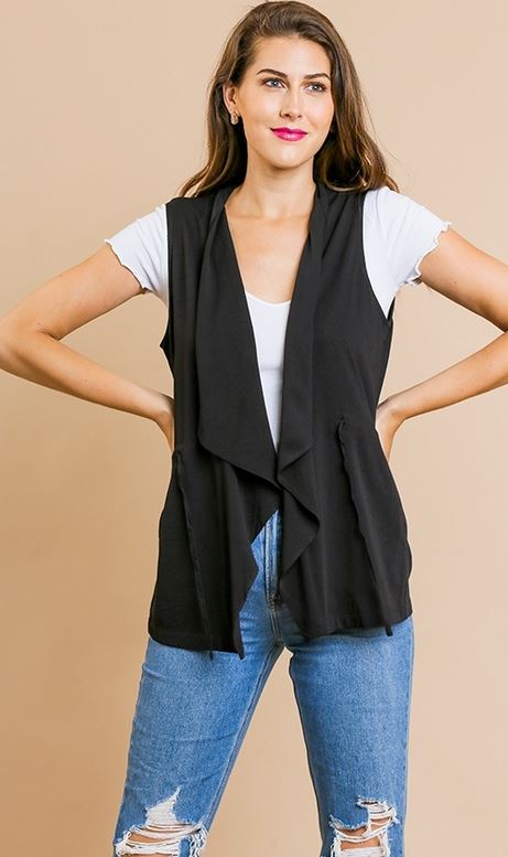 Sleeveless Open Front Vest