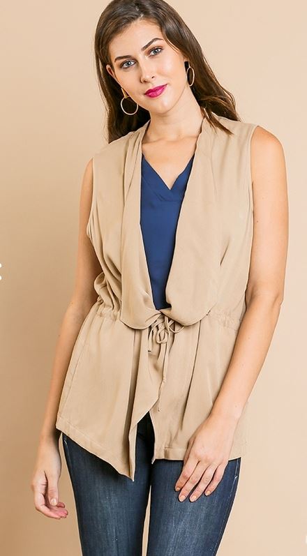 Sleeveless Open Front Vest