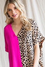 Load image into Gallery viewer, Satin Leopard Print &amp; Hot Pink Top
