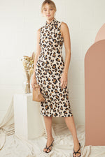 Load image into Gallery viewer, Leopard Print Mock Neck Dress
