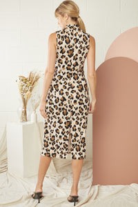 Leopard Print Mock Neck Dress