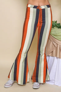 Striped Flare Bell Bottom Pants