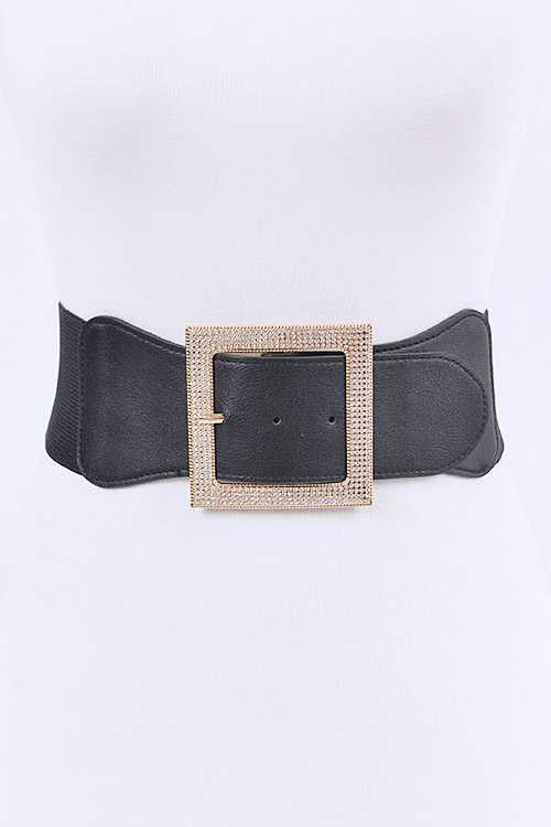 Plus Size Crystal Buckle Stretch Belt