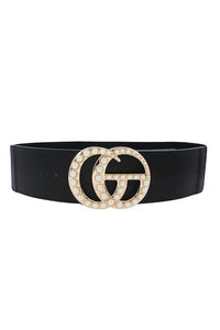 Pearl Buckle Elastic Stretch Belt