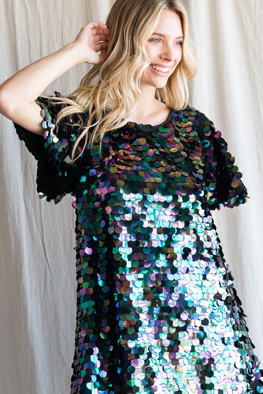 Sequins Cape Dress