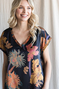 Satin Floral Print Top