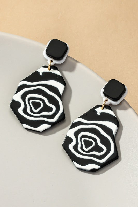 Irregular Shape Black and White Earrings