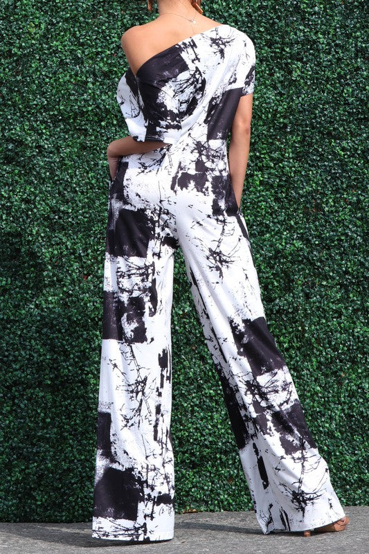 Black & White Off Shoulder Jumpsuit