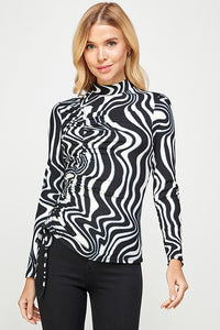 Printed Long Sleeve Knit Top