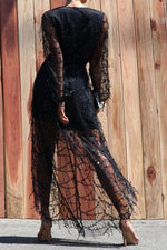 Load image into Gallery viewer, Black Sequin Hi-Low Dress
