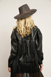 Cropped Faux Leather Jacket