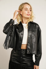 Load image into Gallery viewer, Cropped Faux Leather Jacket
