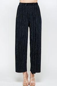 Solid Wide Leg Velvet Pants