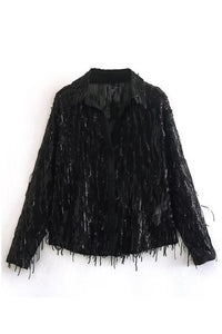 Sequin Tassel Sheer Shirt