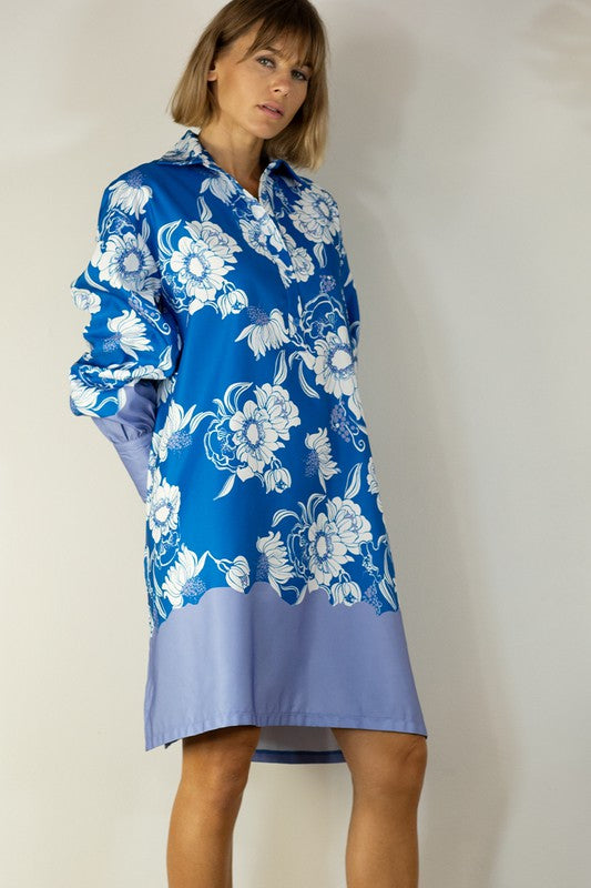 Border Print Shirt Dress