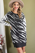 Load image into Gallery viewer, Zebra Print Sweater Dress
