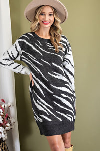 Zebra Print Sweater Dress