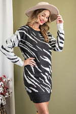 Load image into Gallery viewer, Zebra Print Sweater Dress
