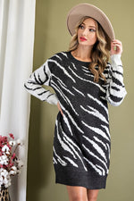 Load image into Gallery viewer, Zebra Print Sweater Dress
