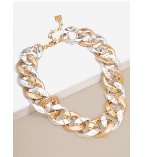 Burnished Large Curb Chain Collar Necklace