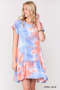 Tie Dye Printed Short Sleeve Dress