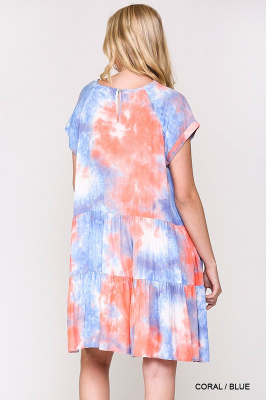 Tie Dye Printed Short Sleeve Dress