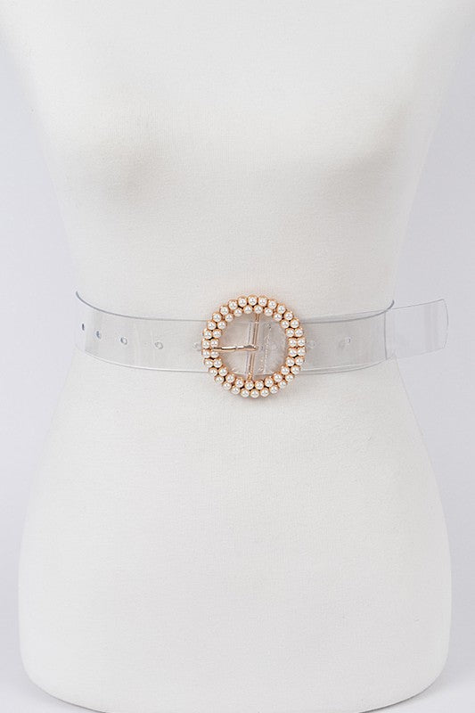 Pearl Buckle Transparent Belt