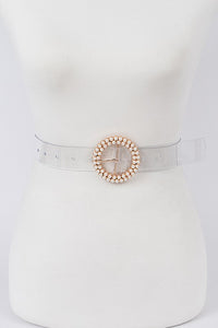 Pearl Buckle Transparent Belt