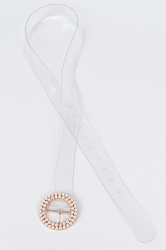 Pearl Buckle Transparent Belt