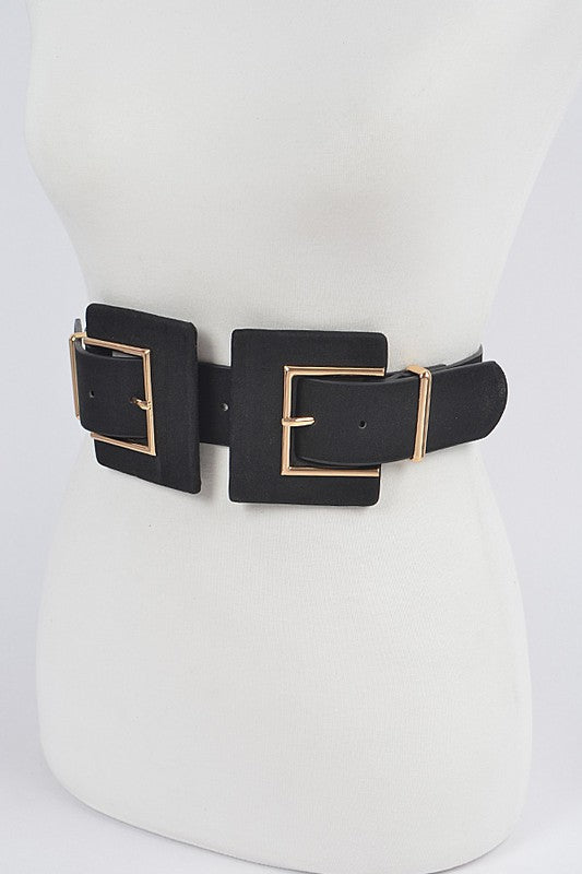 Two Buckle Faux Suede Belt