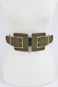 Two Buckle Faux Suede Belt