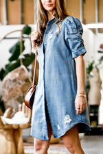 Load image into Gallery viewer, Denim Distressed Dress
