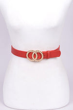 Load image into Gallery viewer, Red Double Pearl Hoop Belt
