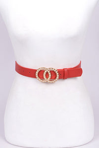 Red Double Pearl Hoop Belt