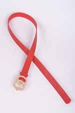 Load image into Gallery viewer, Red Double Pearl Hoop Belt
