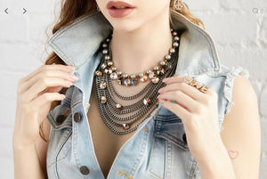 TOVA Anya Necklace in Antique Silver