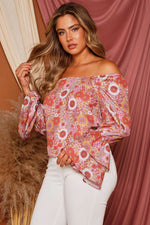 Load image into Gallery viewer, Flower Print Blouse with Bell Sleeves
