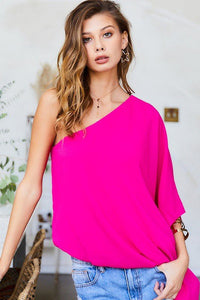 Fushia One Shoulder Top