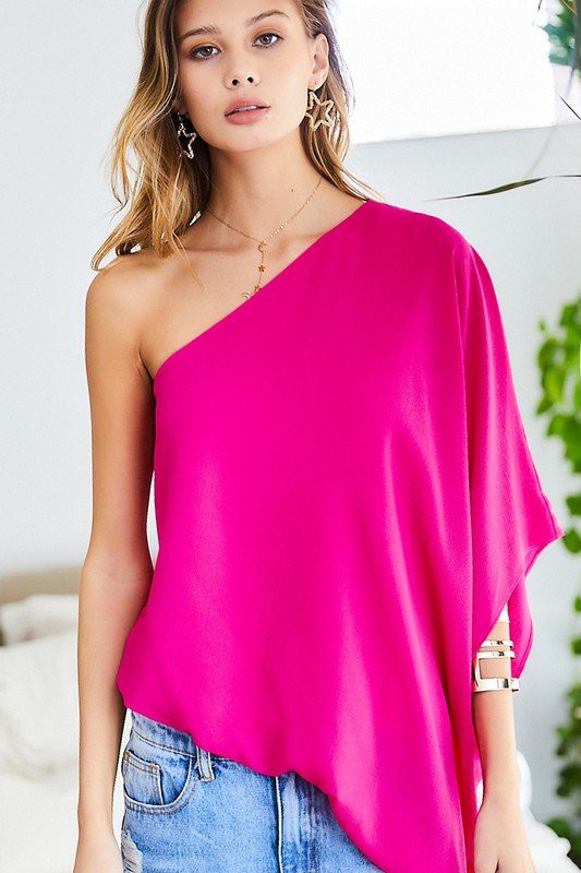 Fushia One Shoulder Top