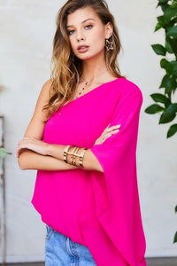 Fushia One Shoulder Top