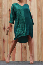 Load image into Gallery viewer, Sequin V Neck Dress with Pockets
