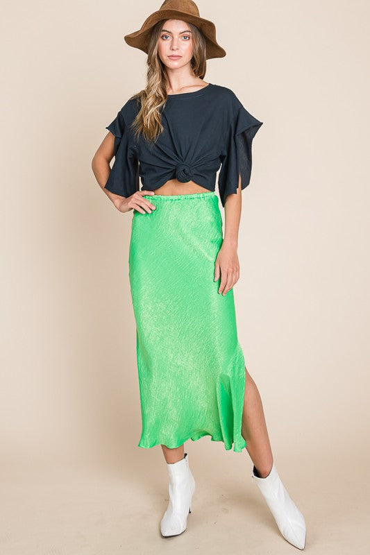 Satin midi clearance skirt lime