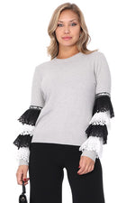 Load image into Gallery viewer, Laces Details Sleeves Sweater
