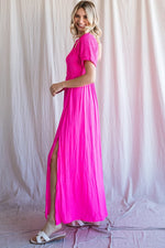 Load image into Gallery viewer, Hot Pink Off Shoulder Maxi Dress
