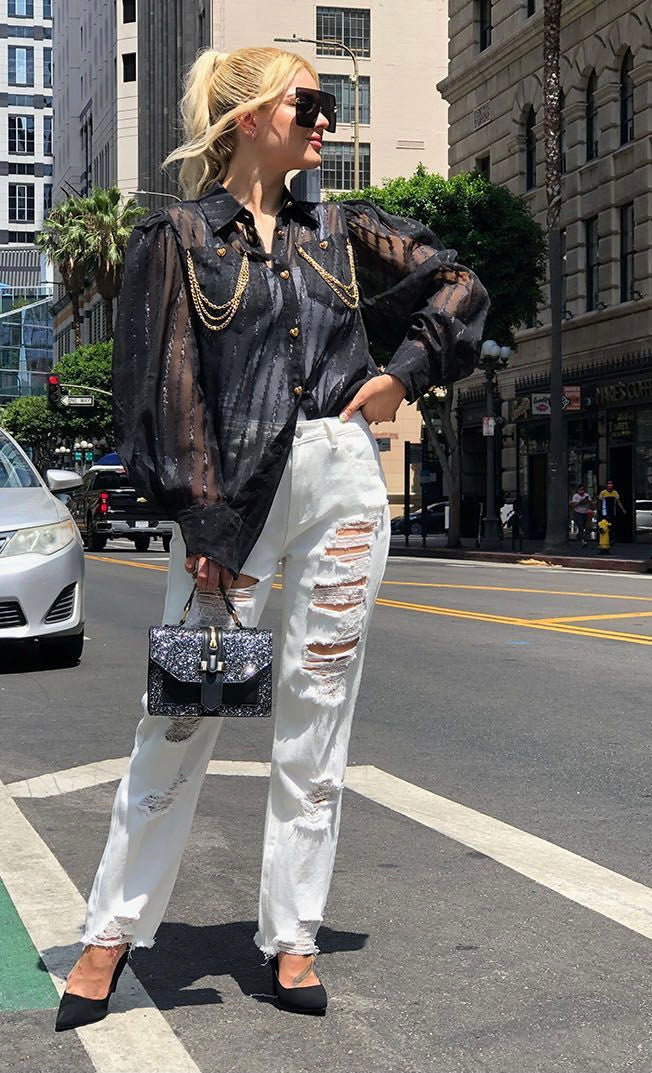 Black Top with Chain details