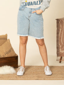 High Rise Bermuda Denim Shorts